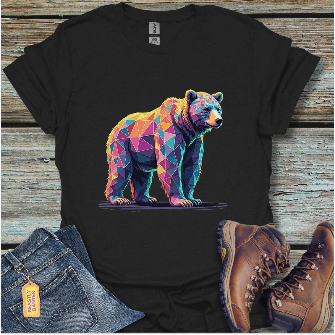 printify-t-shirt-black-s-geometric-grizzly-bear-geometric-grizzly-bear-32319990530257 - Beastly Banter