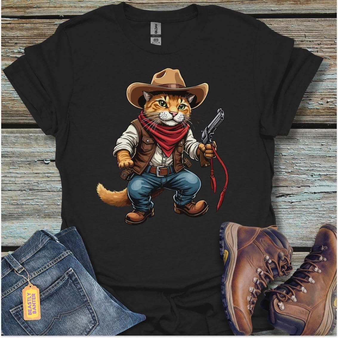 printify-t-shirt-black-s-kitty-cowboy-kitty-cowboy-32323709468881 - Beastly Banter