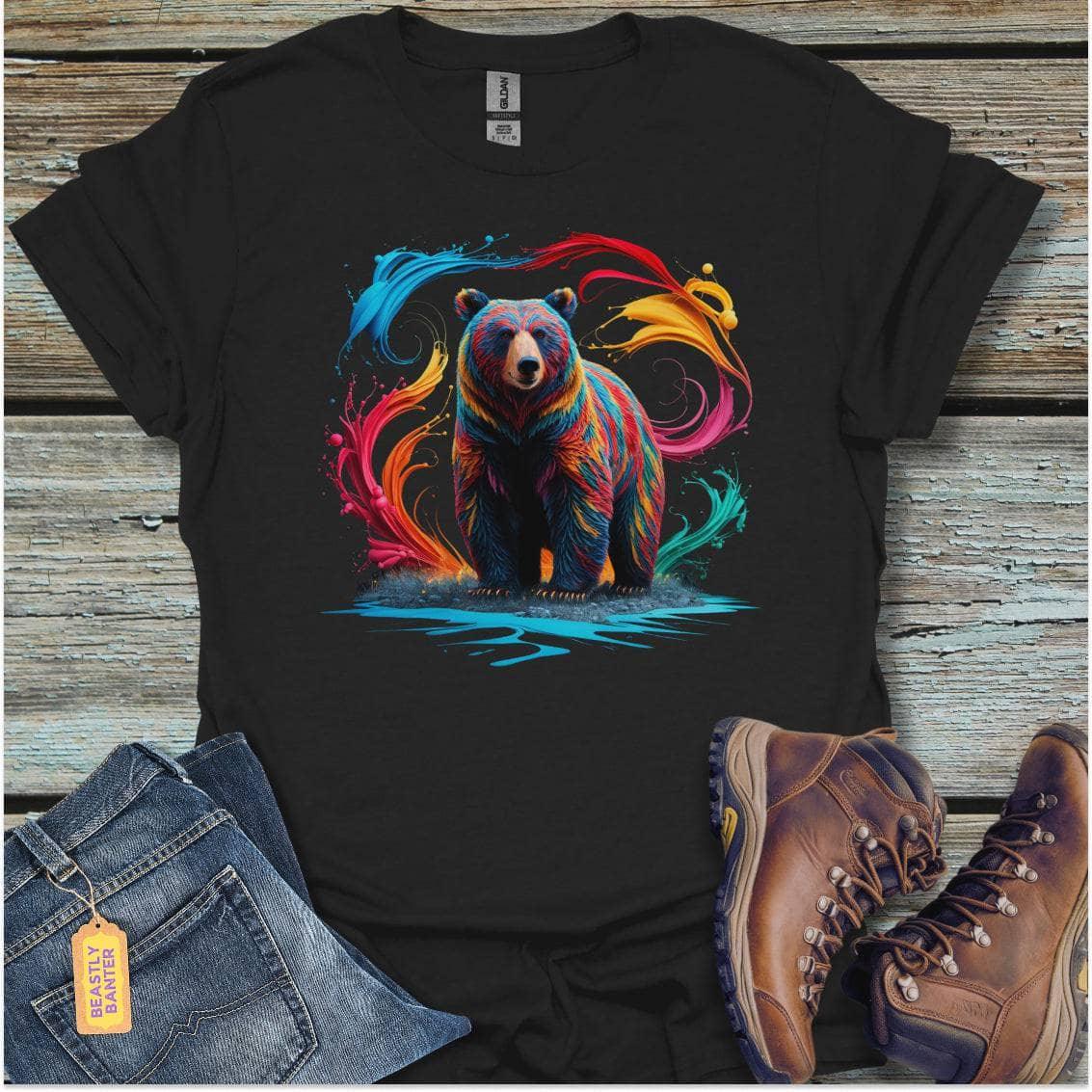 printify-t-shirt-black-s-psychedelic-bear-psychedelic-bear-32325835030737 - Beastly Banter