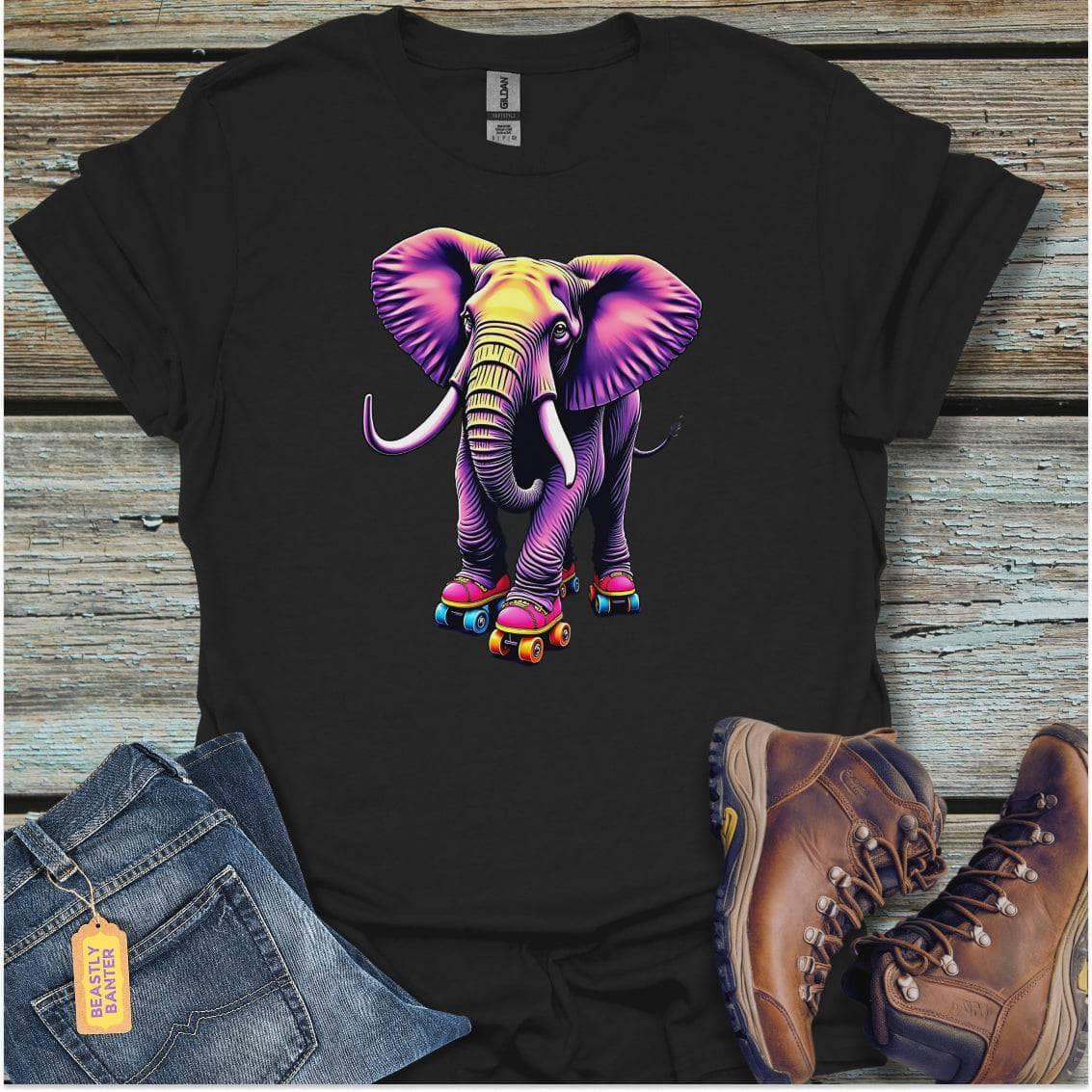 printify-t-shirt-black-s-psychedelic-elephant-psychedelic-elephant-32326805029073 - Beastly Banter