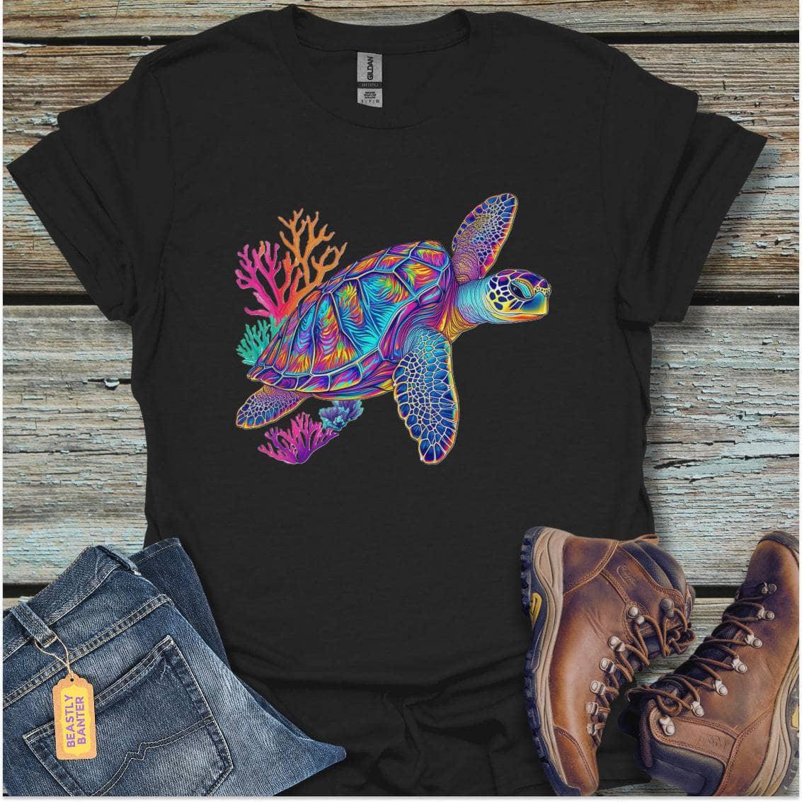 printify-t-shirt-black-s-psychedelic-sea-turtle-psychedelic-sea-turtle-32326896091345 - Beastly Banter