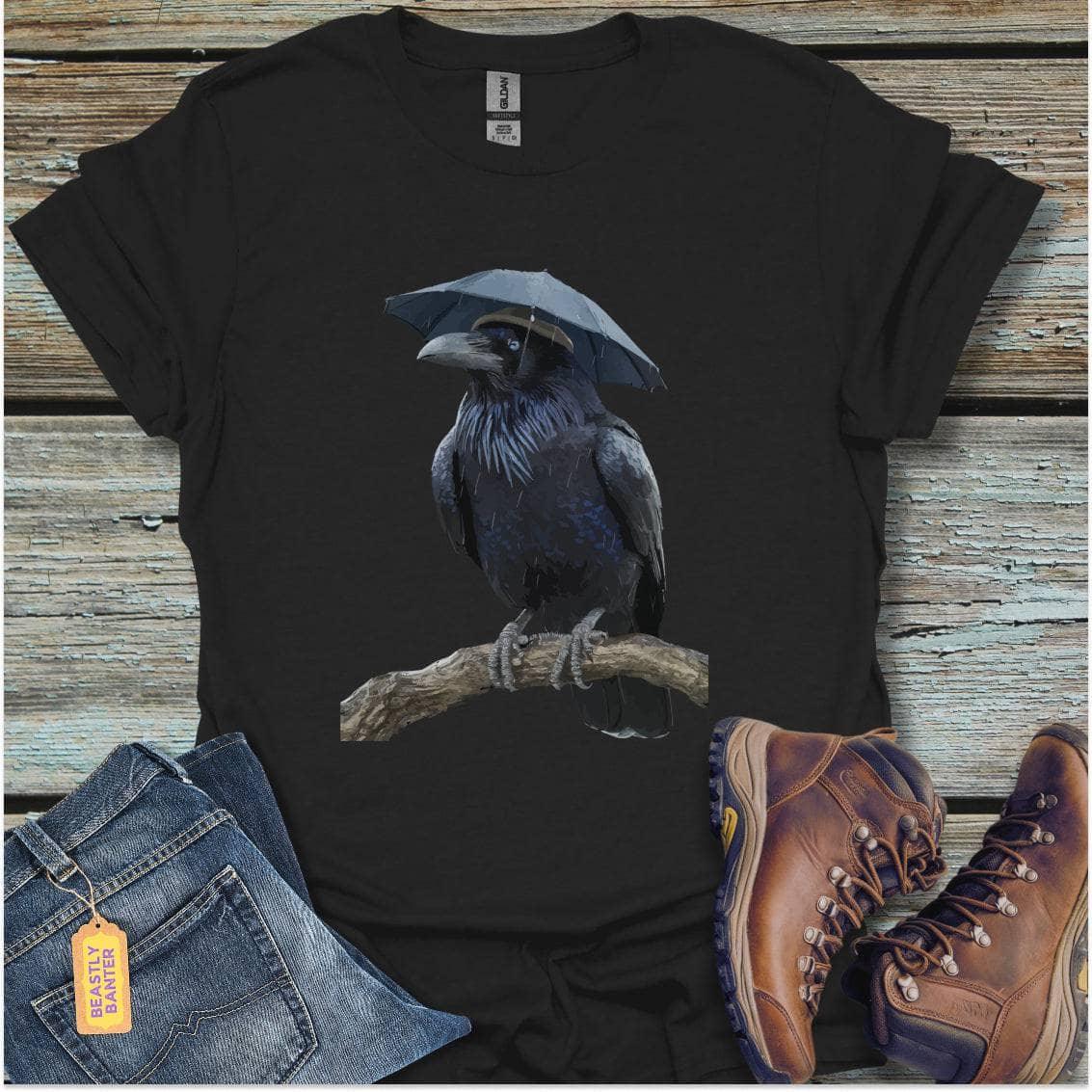 printify-t-shirt-black-s-raven-in-the-rain-raven-in-the-rain-32327352877265 - Beastly Banter