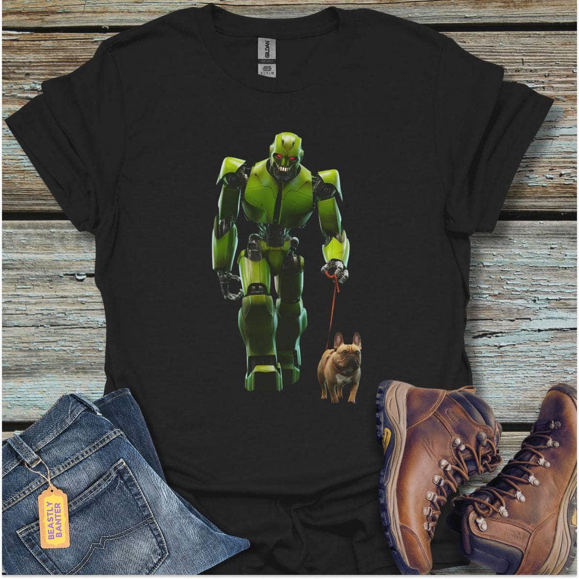 printify-t-shirt-black-s-robot-dog-walker-robot-dog-walker-32327621312721 - Beastly Banter