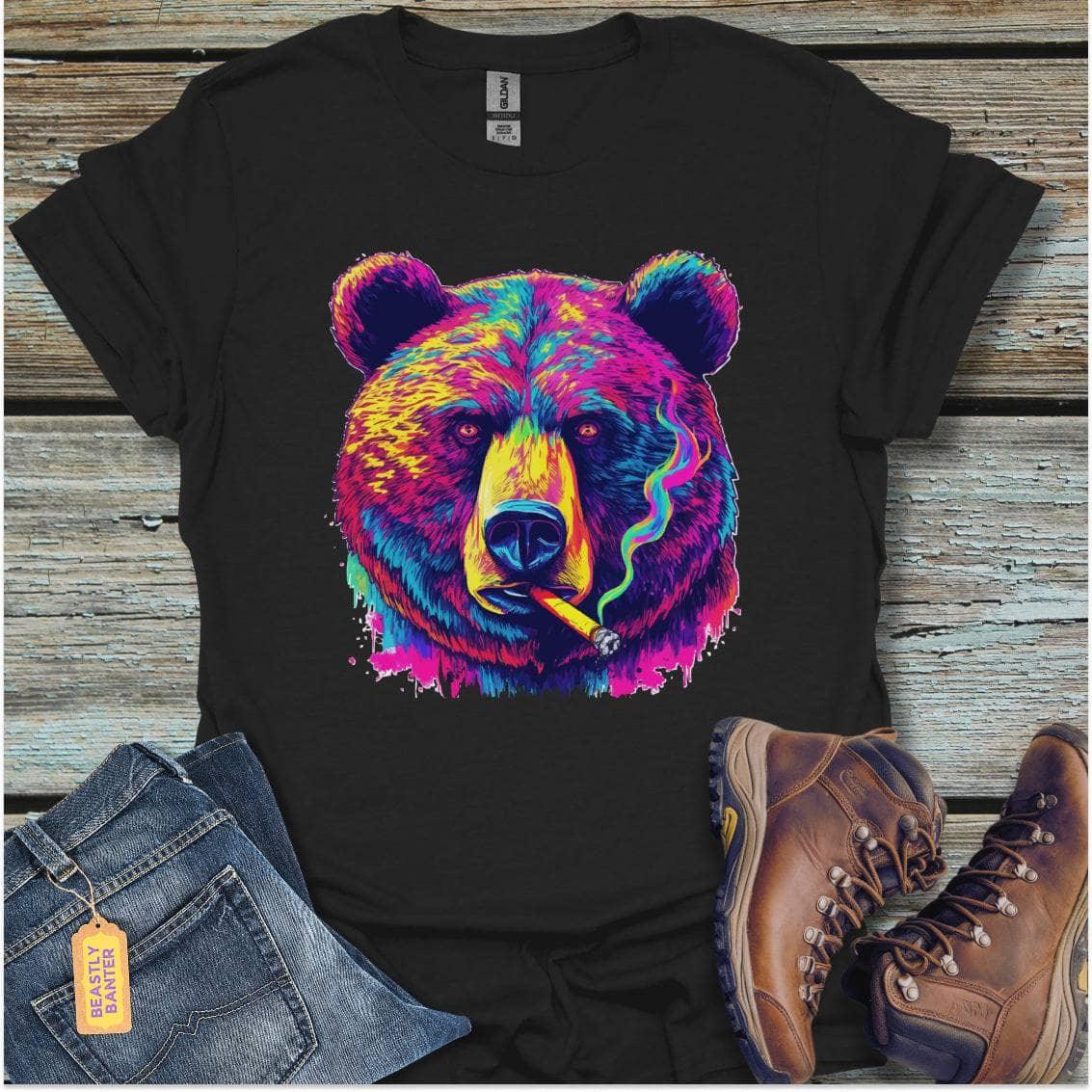 printify-t-shirt-black-s-smoking-bear-smoking-bear-32328082718929 - Beastly Banter