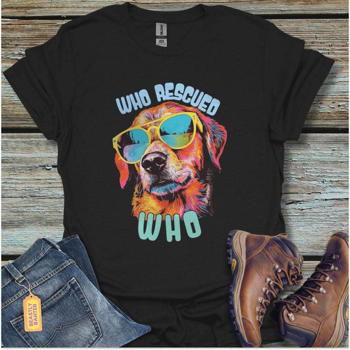 printify-t-shirt-black-s-who-rescued-who-who-rescued-who-32331360665809 - Beastly Banter