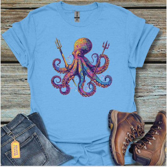 printify-t-shirt-carolina-blue-s-octopus-trident-king-octopus-trident-king-32325428904145 - Beastly Banter