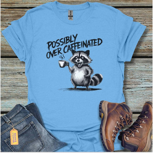 printify-t-shirt-carolina-blue-s-over-caffeinated-over-caffeinated-32325507612881 - Beastly Banter