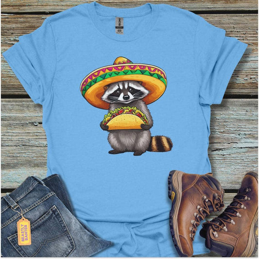 printify-t-shirt-carolina-blue-s-raccoon-with-a-taco-raccoon-with-a-taco-32327282131153 - Beastly Banter