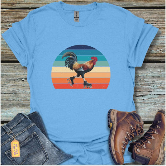 printify-t-shirt-carolina-blue-s-rooster-on-skates-rooster-on-skates-32327638319313 - Beastly Banter