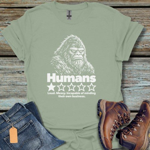 Humans And Bigfoot T-Shirt - Beastly Banter