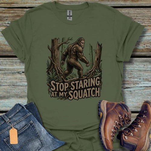 Stop Staring Bigfoot T-Shirt - Beastly Banter