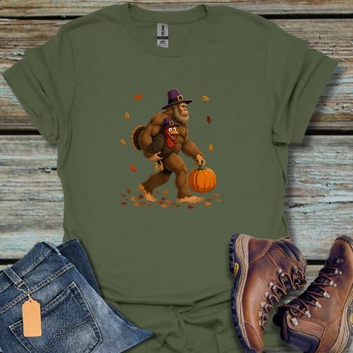 Thanksgiving Bigfoot Turkey T-Shirt - Beastly Banter
